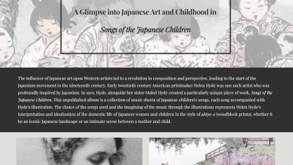 Screenshot of website "A Glimpse into Japanese Art and Childhood in Songs of the Japanese Children"