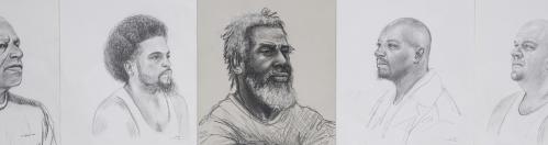 Portrait pencil drawings of incarcerated people by Mark Loughney