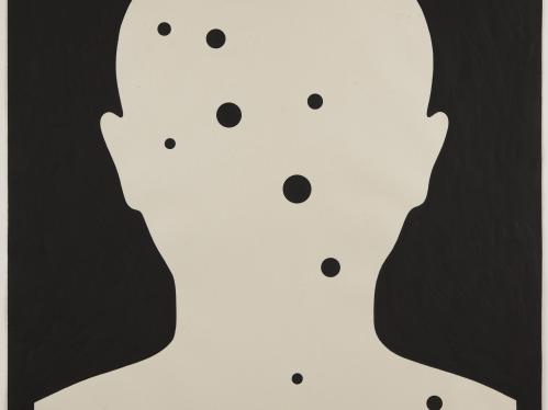 silhouette of man's head with holes through it