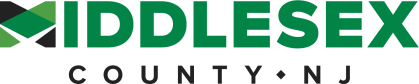 Middlesex County NJ logo - Green text Middlesex in san serif font with County - NJ smaller underneath in black