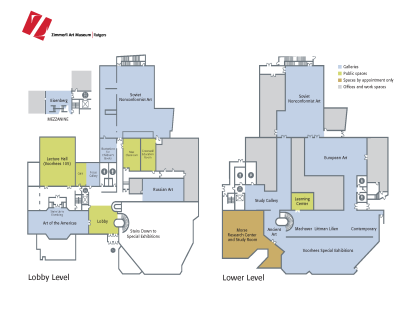 Floor plan of the Zimmerli Art Museum.