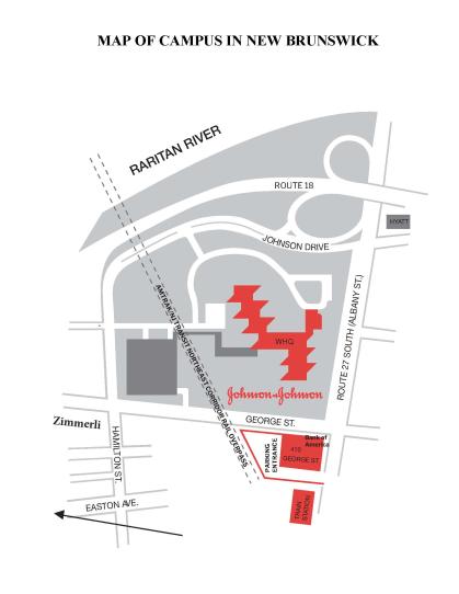 map of J&J adjacent to Zimmerli and parking