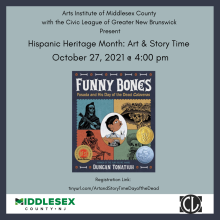flyer with program details and image of book cover