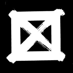 The Day With(out) Art logo: A white rectangle, crossed out by a white X against a black background