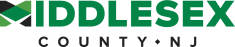 Middlesex County NJ logo - Green text Middlesex in san serif font with County - NJ smaller underneath in black
